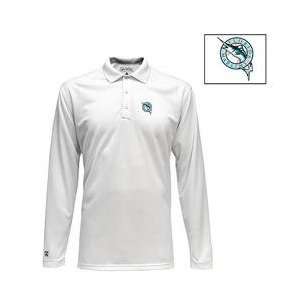 Florida Marlins Long Sleeve Victor Polo by Antigua   White Extra Large