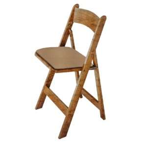  Kestell Spanish Oak Folding Chair with Tan Vinyl