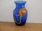 Mermaid Vase Hand Painted Cobalt Blue Glass One of a Kind