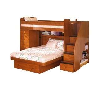  Space Saver Twin over Full Bunk Bed with Chest & 4 Stairs 