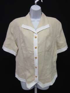 ESCADA Tan Linen Short Sleeve Button Down Shirt Size 44  
