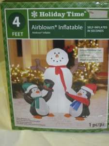 NEW Penguins & Snowman Gemmy Airblown Inflatable Over 4 Tall   