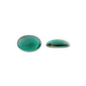  10x12mm Oval Glass Cabochon   Foiled Emerald Arts, Crafts 