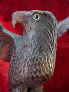    EAGLE SCULPTURE Hand Carved WOOD Statue CARVING Bird NICE  