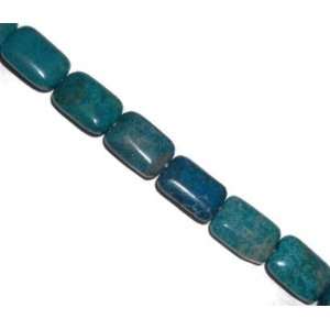 Blue fossil rectangle gemstone beads, 13x18mm, sold per 16 inch strand 
