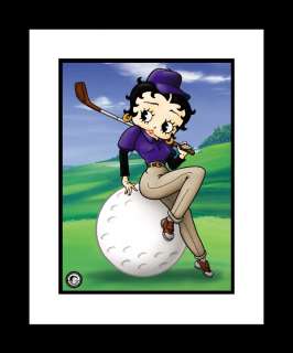 BETTY BOOP WITH GOLF BALL AND CLUB GOLFING FRAMED PRINT  