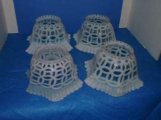 RARE OLD FENTON GLASS OPALESCENT SHADES WEDDING RINGS  