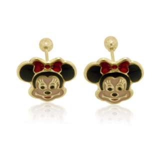 14K Yellow Gold Minnie Mouse Stud Earrings  
