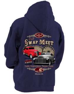   MEET HOT ROD RAT ROD 38 COUPE & CHEVY PICK UP NAVY HOODED SWEAT  