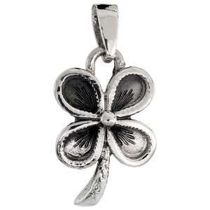  925 Sterling Silver 4 Leaf Clover Pendant (w/ 18 Silver Chain), 3 