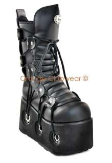  Womens Gothic Platform Calf High Cyber Goth Punk Boots Shoes  