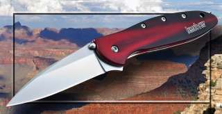   Black & Red Smoke Leek Spring Assisted Pocket Knife #1660BR USA  