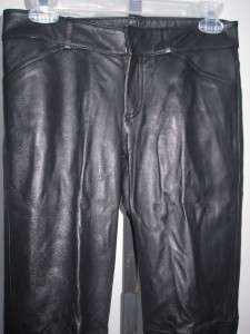 100% Auth THEORY Woman Black Leather Pant Sz 2 30 X 29  