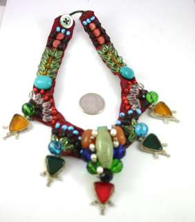 VINTAG, TURKOMAN BELLY DANCE DIFFERENT STONE NECKLACE`  