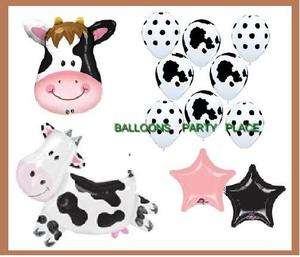 BLACK WHITE cow birthday party baby shower balloons new  