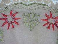 Unbleached Homespun Linen Arts & Crafts A&C Embroidered Floral Round 
