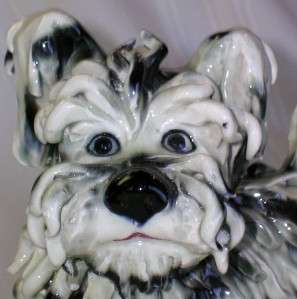 VINTAGE LARGE Ceramic SPAGHETTI DOG Figurine Terrier Schnauzer Puppy 