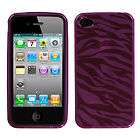 For iPhone 4G Candy Skin Case Cover Purple Zebra  