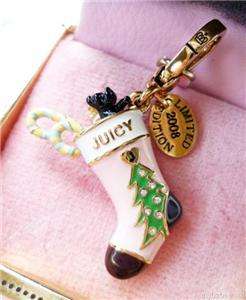   Authentic Juicy Couture 2008 Christmas Stocking Yorkie Dog Charm RARE