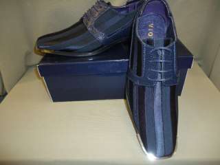 New Mens Navy Blue Silvertip Satin Fabric Dress Shoes  