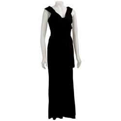 House of Dereon Womens Long Black Grecian Gown  