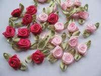 100 Assorted Mini Swirl Satin Ribbon Rose Flower  