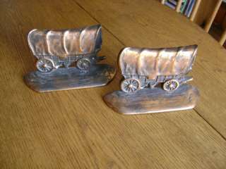 Covered Wagon Bookends, Howell ca. 1925 Rare  