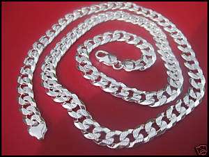 10mm Men Silver 30 Diamond/c Cuban Link Chain Necklace  