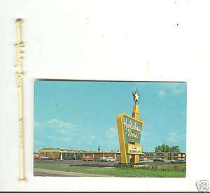 Vintage Holiday Inn Postcard and Swizzle Stick 1960 ca  