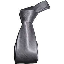   Mens Silver Patterned Semi Skinny Italian Silk Tie  