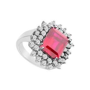  GF Bangkok Ruby and Cubic Zirconia Ring  10K White Gold 