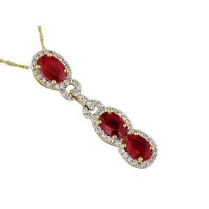   Ladies Diamond & Ruby Necklace in 14K Yellow Gold (TCW 1.82). Jewelry