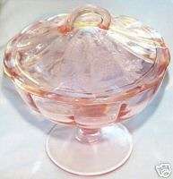PEACOCK & WILD ROSE PINK 7 TALL COVERED CANDY DISH  
