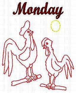 DAYS OF THE WEEK RW ROOSTERS EMBROIDERY MACHINE DESIGNS  