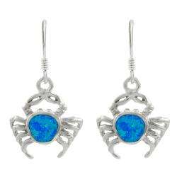 Sterling Silver Blue Opal Crab Earrings  