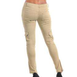 Stanzino Womens Khaki Cargo Pocket Stretch Pants  