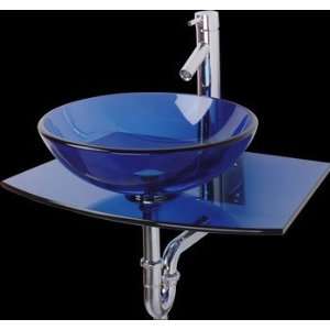  Blue Halo Glass & Stainless Wall Mount Sink