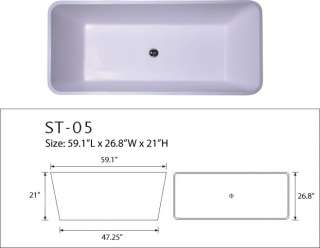 Luxury Solid Surface Contemporary Modern Bathtub 59  
