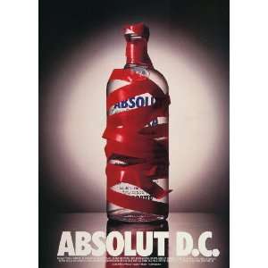   Ad Absolut Washington D. C. Red Tape Vodka Bottle   Original Print Ad