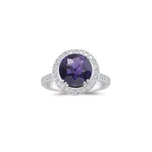  0.99 Cts Diamond & 3.30 Cts Amethyst Ring in 14K White 