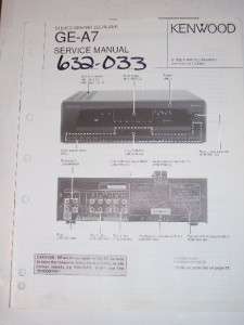 Kenwood Service Manual~GE A7 Graphic Equalizer  