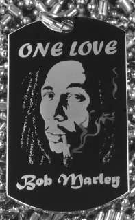 Legend Bob Marley   One Love Dog Tag Necklace  