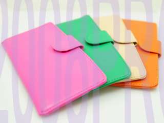 Leather like flat LONG PURSE WALLET CARD HOLDER thin Pink Orange Green 