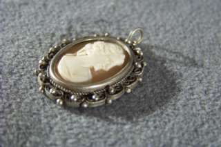 ANTIQUE STERLING SILVER CAMEO FANCY BOLD PENDANT CHARM  