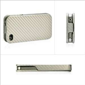  ZuGadgets Silver Hard Leather Flip Case for Apple iPhone 4 