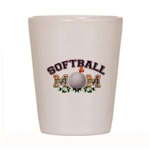  Shot Glass White of Softball Mom With Ivy 