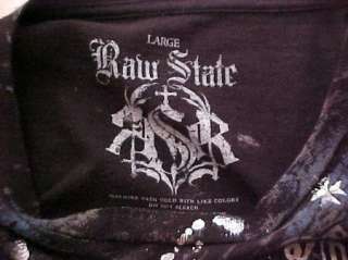   STATE ROYALTY T Shirt Black Gray Blue Grunge Silver Foil CROSS  