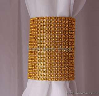 Gold Rhinestone Mesh Velcro Band Curtain Tie Wedding Decoration 