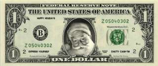 VINTAGE SANTA CLAUS Novelty U.S. Dollar Bill Bookmark  