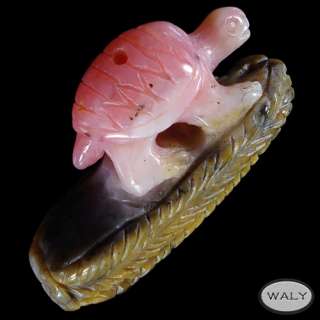 Carved Turtle Peruvian Opal Pendant Bead  